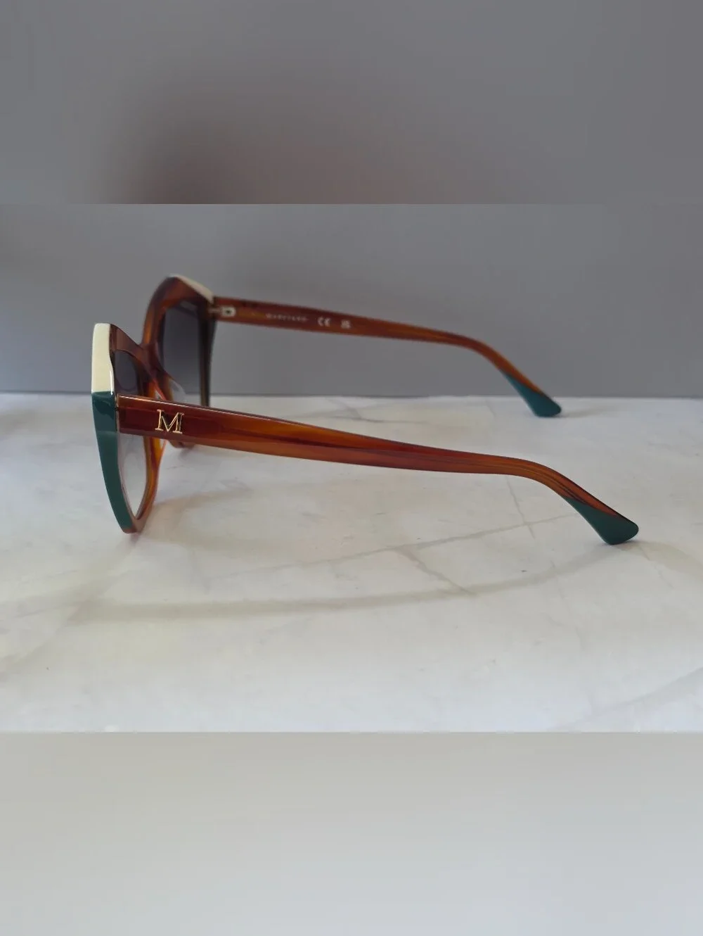 Marciano by Guess GM0832 Cat Eye Sunglasses Brown Teal Ivory Colorblock